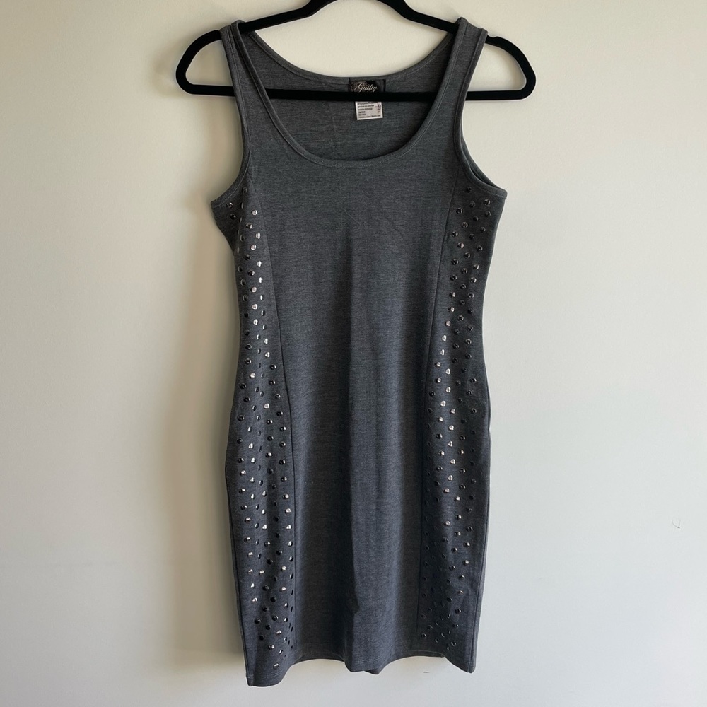 Gray Dress with silver button accents